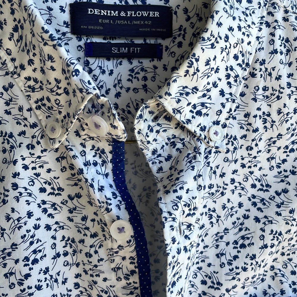 Denim & Flower Med Slim Fit Button Down